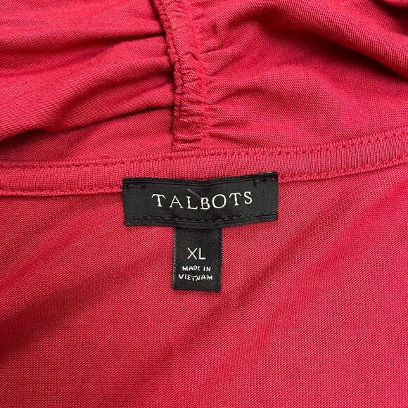 Talbots Wrap Tunic Blouse Womens XL Red Long Sleeve Rayon Blend Stretch Casual - Picture 4 of 10